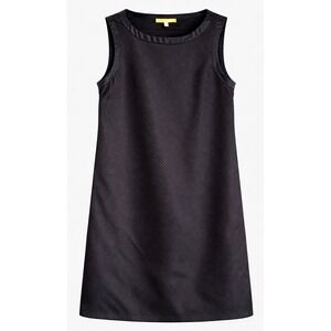 Gianni Bini Black Textured Sleeveless Shift Dress Silk Trim Size 12